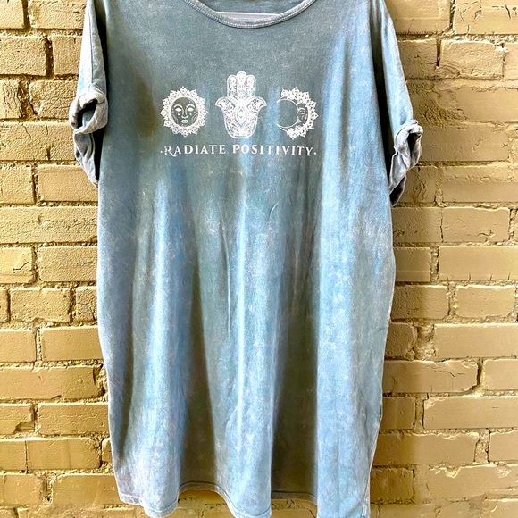 “Radiate Positivity” XL Gray Cotton Dress - Picture 1 of 2